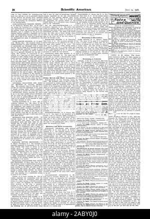 Les initiateurs et leurs accessoires. Les chemins de fer et leurs accessoires. Concernant les loisirs. Concernant les véhicules. Entreprise et Personnel veut. tous les cas, il est nécessaire de donner l'MUNN & Co. et Querzes., Scientific American, 1906-1907-14 Banque D'Images