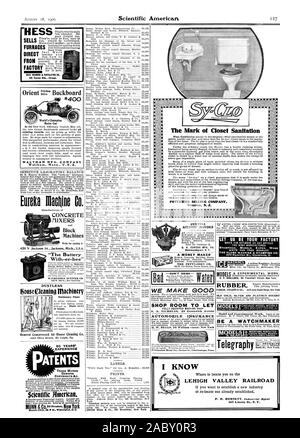 RuxERS Machines Bloc écrire un catalogue de 60 ans d'EXPÉRIENCE DES MARQUES DE COMMERCE BREVETS DESSINS INDUSTRIELS DROITS D'AUTEUR &C. Scientific American, 1906-1908-18. Banque D'Images