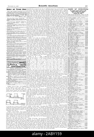 Entreprise et Personnel veut. nombre de l'enquête. MUNN & CO. INDEX DES INVENTIONS pour lesquelles Lettres patentes de l'United States ont été émises pour la semaine se terminant le 30 octobre 1906 ' ET CHAQUE ROULEMENT CETTE DATE ET Quertes., Scientific American, 1906-11-10 Banque D'Images