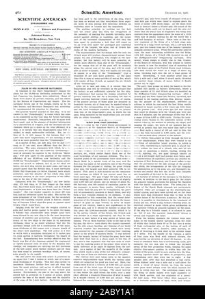 SCIENTIFIC AMERICAN A ÉTABLI 1845 publiés chaque semaine au n°361 Broadway New York NOS PLANS DE 20000 TONNES DE CUIRASSÉ. Tour de défense de la côte de sable., 1906-12-22 Banque D'Images