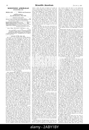 SCIENTIFIC AMERICAN A ÉTABLI 1845 MUNN & Co - éditeurs et propriétaires publiés chaque semaine au n°361.Broa dway New York - EXAMEN DE L'ANNÉE 1906 1907-01-05,. Banque D'Images