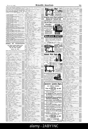 Numéro de l'enquête. Pour un travail précis et tours moteur PIED MACHINE SHOP TENUES OUTILS ET FOURNITURES. Les meilleurs matériaux. Finition meilleure. Catalogue gratuit SEBASTIAN LATHE CO. 120 rue du ponceau de Cincinnati. 0. instructif Articles scientifiques sur des sujets opportuns LE RÉTRÉCISSEMENT ET LA GUERRE.PING CONSTRUCTION D'UNE VISION DIRECTE DES SPECTROSCOPES indiquent-. DYNAMO ET MOTEUR COMBINÉS. Prix 10 cents chacun par mail Brochure Comptoirs d'alimentation libre MFG. CO. 18 AJESCO St. Sargeant 'PHOTO' ART CHIMIQUE CO. POUR LES ARMURIERS FABRICANTS D'OUTILS EXPÉRIENCE MENTALE & RÉPARATION ETC. W. F. & O. BARNES CO. D'EAU AUTOMATIQUE B. F. GRANGE ES- Banque D'Images