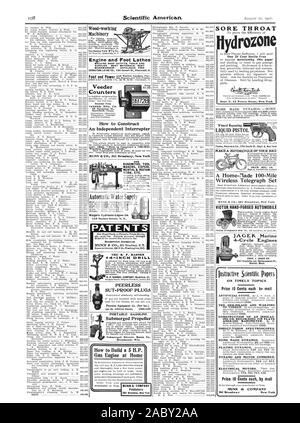 De fabrication. Catalogue gratuit SEBASTIAN LATHE CO 120, rue du ponceau de Cincinnati. 0. Le B. F. BARNES 14 POUCES PERCER branche européenne 149 Rue de la reine Victoria LondonE.ch. Bouchons à l'épreuve des tableaux à moteur à gaz Accueil 361 Broadway New York Moteur électrique immergée Co. Menomonie Wisconsin Wizard répétant PISTOLET LIQUIDE maux de gorge drozone Arts et Manufactures de Paris ' (France) Dept. V 63 Prince Street New York Parker Stearns & Co. 226 South St. Dept. C. New York instructif Articles scientifiques sur des sujets d'actualité : 10 cents chacun par la poste le rétrécissement et la déformation D'UNE CONSTRUCTION OU D'ING a indiqué. La plaque d'étain d'enregistrement Banque D'Images
