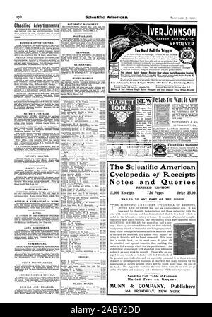 Annonces occasions d'affaires. Les brevets pour la vente. Brevets voulait. Les agents voulaient. MOTION PICTURES. Modèles et le travail expérimental. L'AUTOMOBILE. Accessoires auto. Les machines à écrire. Livres et magazines. Établissements d'enseignement par correspondance. Les écoles et les collèges. Machines automatiques. La photographie. La surdité. Le mal de mer. Divers. VERJOHNSON REVOLVER AUTOMATIQUE SÉCURITÉ Vous devez tirer le déclenchement Iver Johnson Marteau Sécurité Sécurité Iver Johnson Revolver Revolver Hammerless 4p5pi ri tacker Impossible OUTILS COSMOPOLITE THEL.S.STARRETTGO. ATHOLMASS. C.S.A. GKICAGO NEWYORK.LONDON LE L. S. peut-être STARRETT CO. Banque D'Images