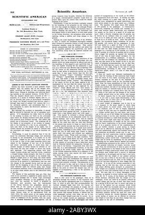 SCIENTIFIC AMERICAN A ÉTABLI 1843 publiés chaque semaine au n°361 Broadway. New York 361 Broadway New York 361 Broadway New York, 1908-1909-26 Banque D'Images