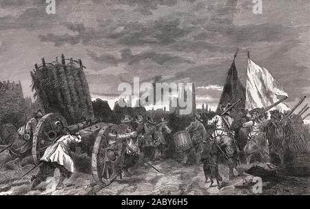 Le siège et la destruction de Magdeburg en 1631 par les troupes impériales en vertu de Tilly et de Pappenheim, Guerre de Trente Ans Banque D'Images