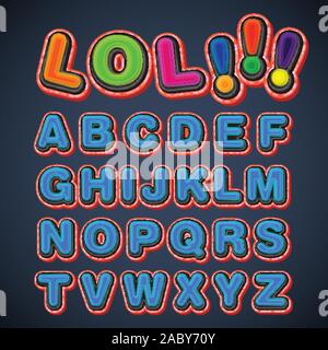 Jeu de polices vectorielles, bande dessinée Illustration de Vecteur