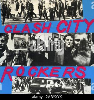 Le Clash - Clash City Rockers - couverture de l'album vinyle vintage Banque D'Images