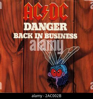 AC DC - Danger - couverture de l'album vinyle vintage Banque D'Images