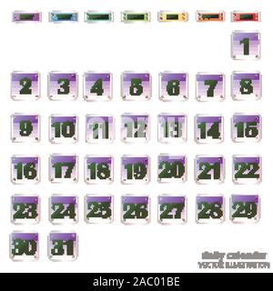 Ensemble de boutons avec des dates de calendrier pour le mois de décembre. Pour la planification des journées importantes. Des bannières pour les jours fériés et les jours spéciaux. Vector Illustration en fond blanc. Illustration de Vecteur