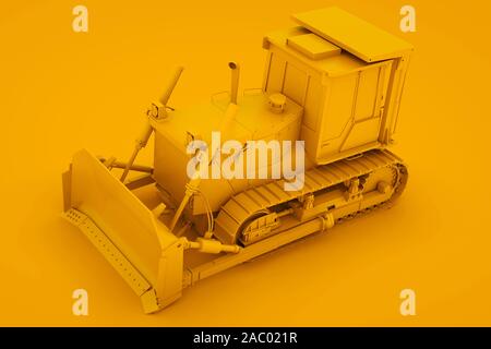 Bulldozer jaune. Un minimum d'idée concept. 3d illustration. Banque D'Images