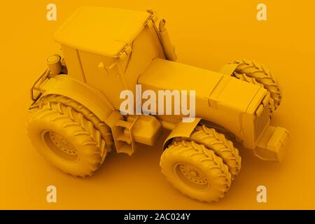 Tracteur jaune. Un minimum d'idée concept. 3d illustration. Banque D'Images