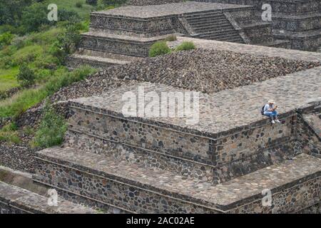 Plattform an der Plaza de la Luna, Ruinenstadt Teotihuacan, Mexique Banque D'Images