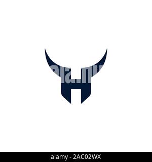 H logo . H . logo lettre H avec corne Illustration de Vecteur