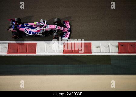 ABU DHABI, EAU - Novembre 29, 2019 SportPesa:Point de course F1 Team pilote canadien lance pas en concurrence au cours de la deuxième session d'essais de l'Abu Dhabi F1 Grand Prix sur le Circuit de Yas Marina à Abu Dhabi. Banque D'Images