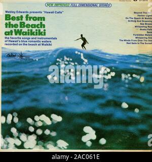 Meilleur de la plage de Waikiki - couverture de l'album vinyle vintage Banque D'Images