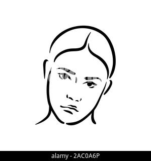 L'émotion triste visage icône sur fond blanc Illustration de Vecteur