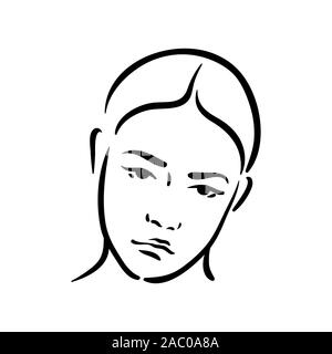 L'émotion triste visage icône sur fond blanc Illustration de Vecteur