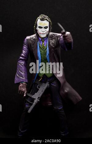 La figure de joker est un personnage de super-héros.. L'accent sur un personnage de la figure de bd. Banque D'Images