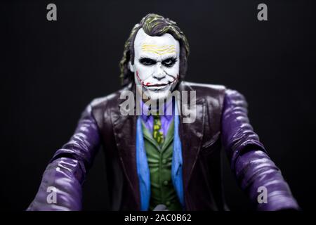 La figure de joker est un personnage de super-héros.. L'accent sur un personnage de la figure de bd. Banque D'Images