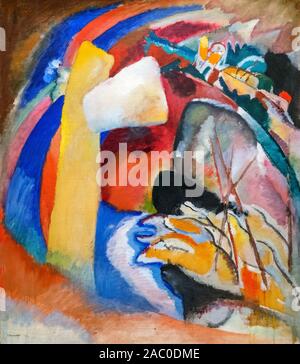 La peinture de Kandinsky. Etude pour l'art de la peinture avec forme blanche par Vassily Kandinsky (1866-1944), huile sur toile, 1913 Banque D'Images