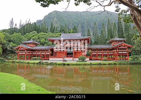 Temple Byodo-in, Oahu, Hawaii Banque D'Images