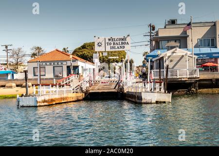 Balboa Island Ferry Landing Stage sur Balboa Island, Newport Beach Californie USA Banque D'Images