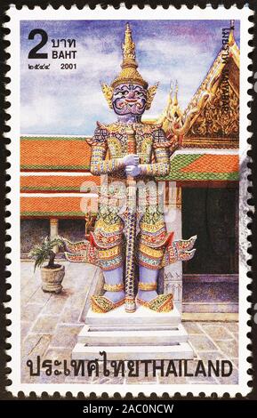 Statue de démon sur stamp de la Thaïlande Banque D'Images