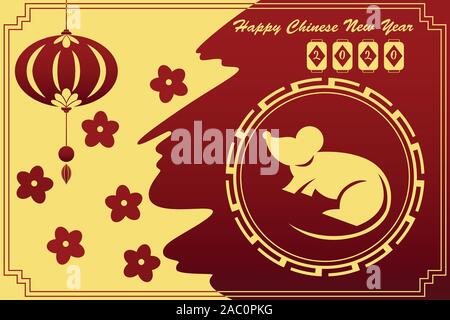 Un vecteur illustration de la conception du nouvel an chinois pour l'année de rat Illustration de Vecteur