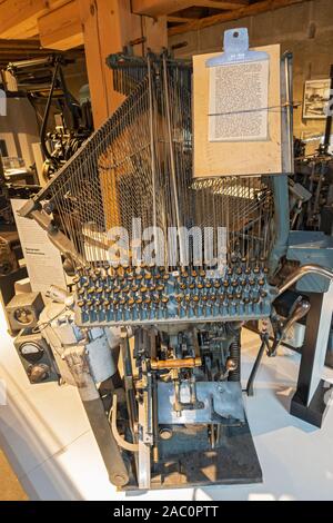 Suisse, Fribourg, Musée Musée Gutenberg, de l'intérieur la pièce, de composition automatique, le clavier Banque D'Images