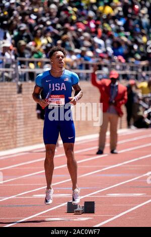 Chris Belcher (USA) en concurrence USA vs le monde Hommes 4x100m au relais 2019 Penn . Banque D'Images