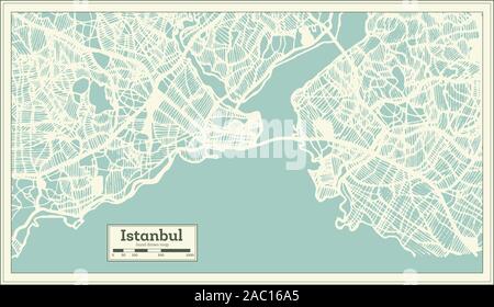 Istanbul Turquie Plan de ville en style rétro. Une carte de Noël. Vector Illustration. Illustration de Vecteur