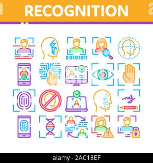 Les éléments de la cueillette de reconnaissance Icons Set Vector Illustration de Vecteur