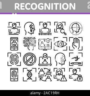 Les éléments de la cueillette de reconnaissance Icons Set Vector Illustration de Vecteur