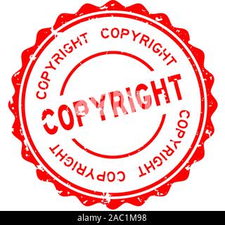 Grunge copyright rouge ronde word joint en caoutchouc stamp sur fond blanc Illustration de Vecteur