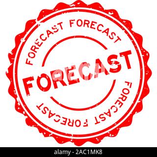 Grunge prévisions rouge ronde word joint en caoutchouc stamp sur fond blanc Illustration de Vecteur