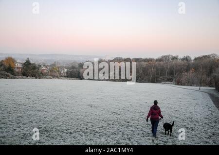 Meersbrook Park, Sheffield, Royaume-Uni. Le 30 novembre 2019. Un matin glacial à Sheffield. Photo : Alamy Live News Banque D'Images