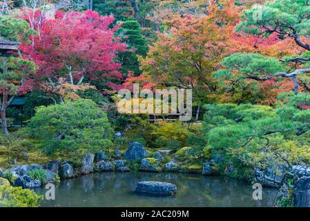 Les merveilleuses couleurs d'automne au temple Ginkaku-ji à Kyoto au Japon le jardin Banque D'Images