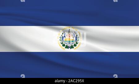 El Salvador, brandissant un drapeau couleurs officielles et le ratio exact. El Salvador drapeau national. Vector illustration. Illustration de Vecteur