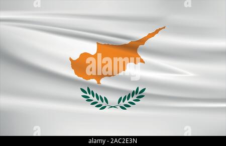 En agitant le drapeau de Chypre, couleurs officielles et le ratio exact. Chypre drapeau national. Vector illustration. Illustration de Vecteur