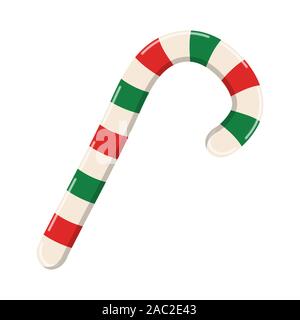 Candy Cane Vector illustration isolé sur fond blanc. Rayé Noël stick candy Sweet cadeau traditionnel. Maison de vacances xmax décoration design elem Illustration de Vecteur