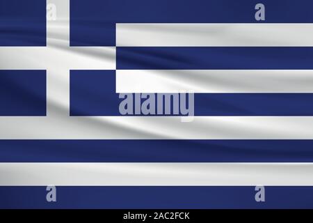 En agitant la Grèce drapeau, couleurs officielles et le ratio exact. Grèce drapeau national. Vector illustration. Illustration de Vecteur