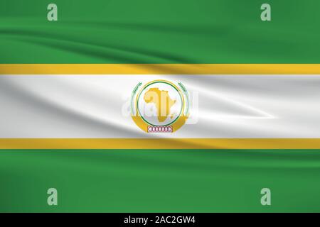 En agitant le drapeau de l'Union africaine, couleurs officielles et le ratio exact. Drapeau national de l'Union africaine. Vector illustration. Illustration de Vecteur