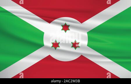 Brandissant le drapeau du Burundi, couleurs officielles et le ratio exact. Burundi drapeau national. Vector illustration. Illustration de Vecteur