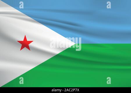 En agitant le drapeau de Djibouti, couleurs officielles et le ratio exact. Djibouti drapeau national. Vector illustration. Illustration de Vecteur