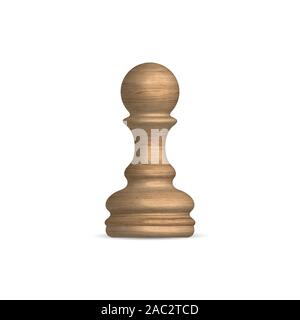 Pièce d'échecs en bois clair pion. Vue avant, vector illustration. Illustration de Vecteur