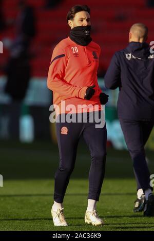 Stoke On Trent, Royaume-Uni. 30Th Nov, 2019. Les Blackburn Rovers en avant Ben Brereton (20) au cours de l'EFL Sky Bet Championship match entre Stoke City et Blackburn Rovers au stade de bet365, Stoke-on-Trent, en Angleterre. Photo par Jurek Biegus. Usage éditorial uniquement, licence requise pour un usage commercial. Aucune utilisation de pari, de jeux ou d'un seul club/ligue/dvd publications. Credit : UK Sports Photos Ltd/Alamy Live News Banque D'Images