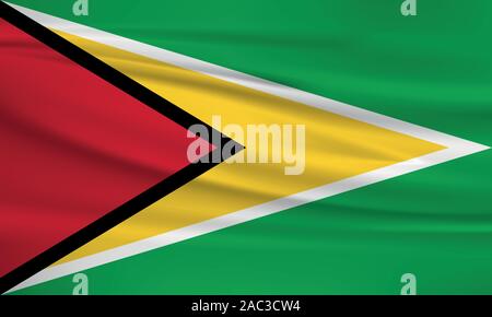 Brandissant le drapeau du Guyana, couleurs officielles et le ratio exact. Guyana drapeau national. Vector illustration. Illustration de Vecteur