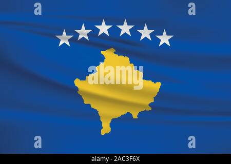 Brandissant le drapeau du Kosovo, couleurs officielles et le ratio exact. Drapeau national du Kosovo. Vector illustration. Illustration de Vecteur