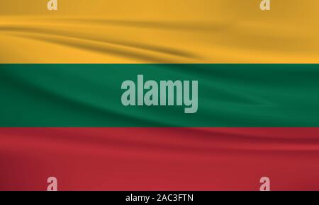 En agitant le drapeau de la Lituanie, couleurs officielles et le ratio exact. La Lituanie drapeau national. Vector illustration. Illustration de Vecteur